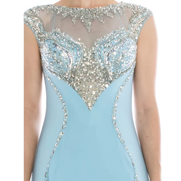 Ice Blue Beaded Evening Gown - Picture 4 of 4